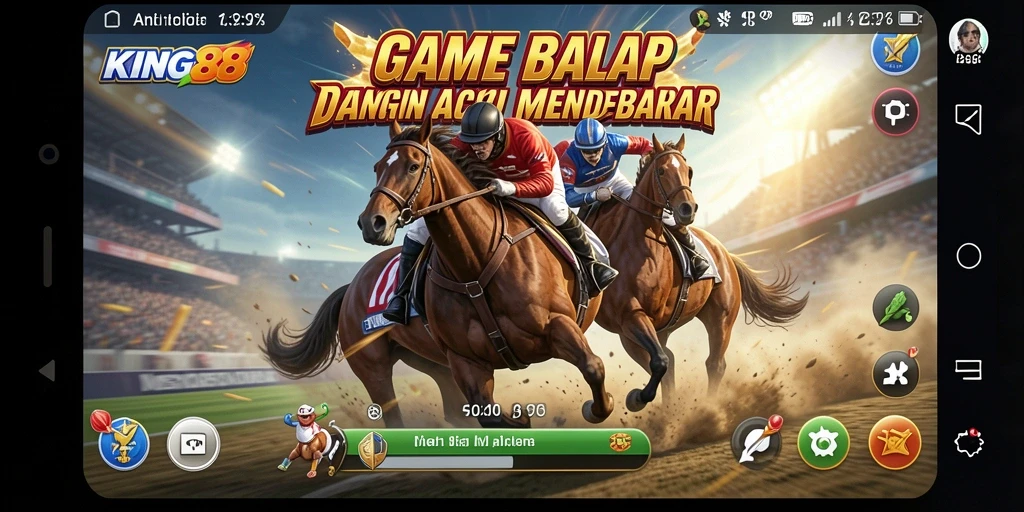 Gameplay mendebarkan dari KING88 dengan mobil balap yang cepat dan trek yang menantang.