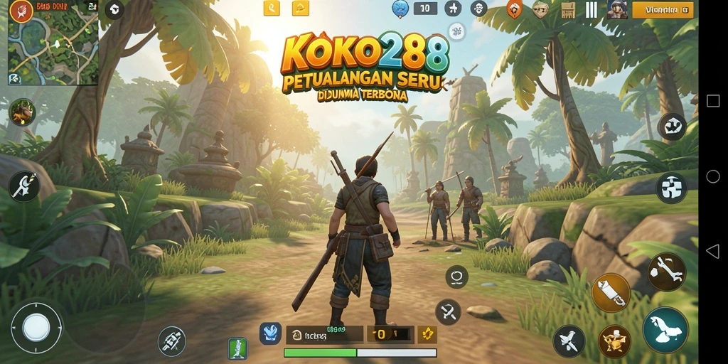 Screenshot gameplay KOKO288 yang menampilkan petualangan di dunia terbuka.