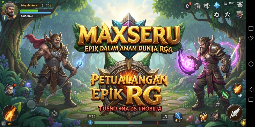 Screenshot gameplay <strong>MAXSERU</strong> menampilkan aksi epik di dunia RPG yang kaya.