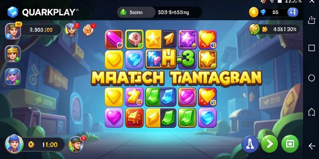 Tampilan gameplay seru dari QUARKPLAY saat mencocokkan item Match-3.