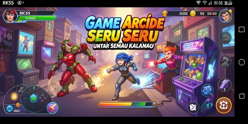 Screenshot RK55 menampilkan aksi seru dari gameplay Arcade yang menantang.
